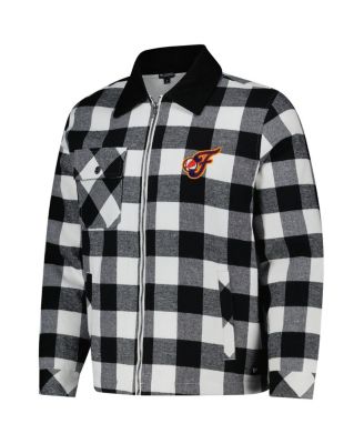 Men's and Women's Black/White Indiana Fever Flannel Full-Zip Shacket
