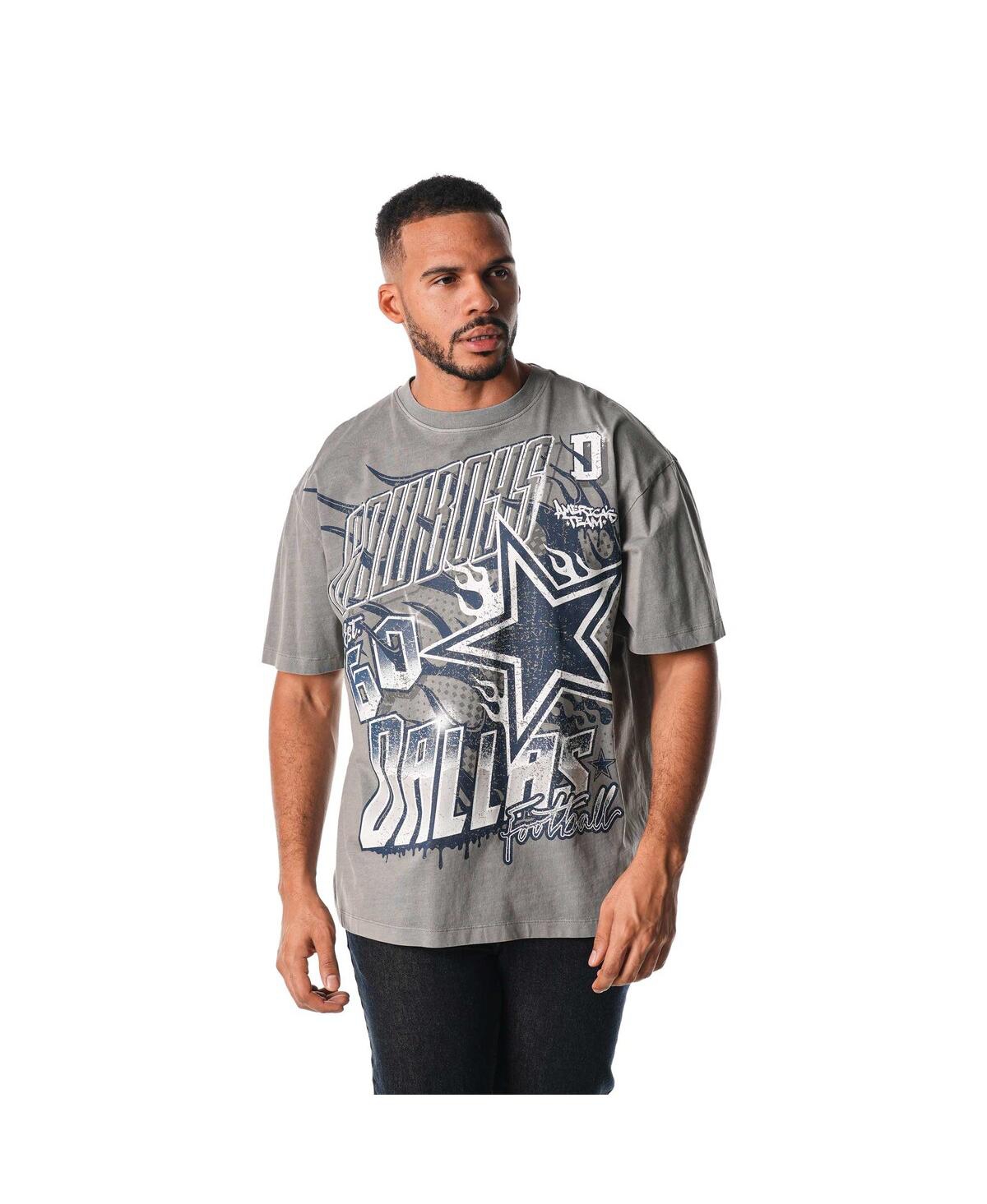 Men's and Women's Gray Dallas Cowboys Streetwear Flames T-Shirt - Gray