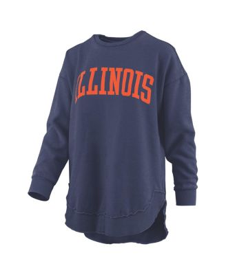 Women's Navy Illinois Fighting Illini Melange Poncho Vintage Fleece Long Sleeve Pullover Sweatshirt