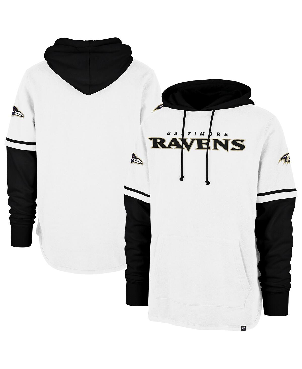 Shop 47 Brand Men's White Baltimore Ravens Trifecta Shortstop Pullover Hoodie