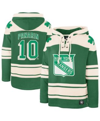 '47 Brand - Men's Artemi Panarin Kelly Green New York Rangers St. Patrick's Day Player Name Number Lacer Pullover Hoodie