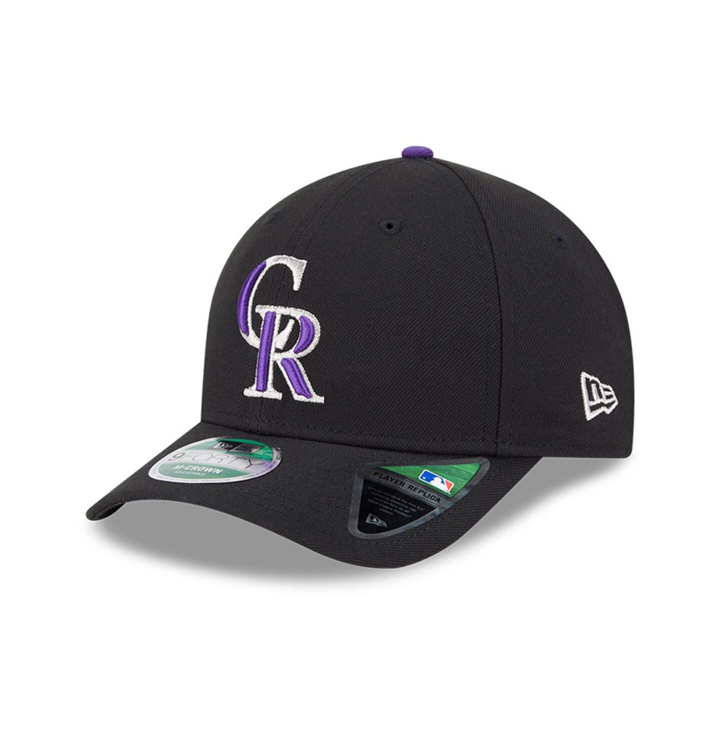 Мужская кепка New Era Black Colorado Rockies Player Replica 9FORTY Adjustable Hat — фото 1