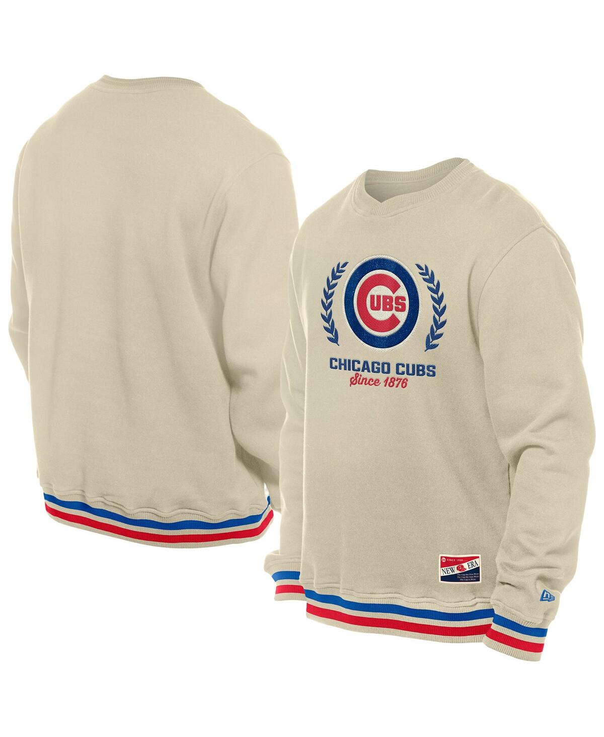 NEW ERA MEN'S CREAM CHICAGO CUBS THROWBACK PULLOVER SWEATSHIRT 