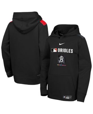 Nike - Big Boys and Girls Black Baltimore Orioles City Connect Authentic Collection Performance Pullover Hoodie