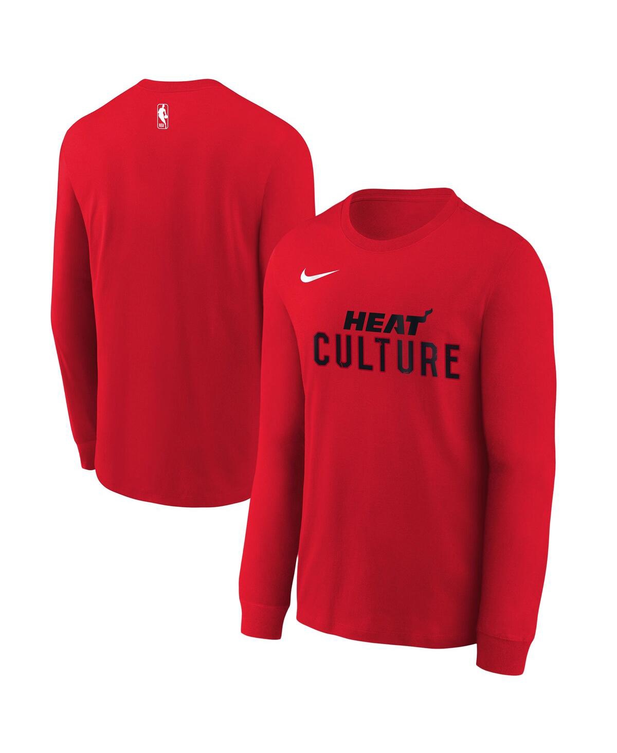 Nike Big Boys And Girls Red Miami Heat 2024/25 City Edition Wordmark Performance Long Sleeve T-shirt In Red