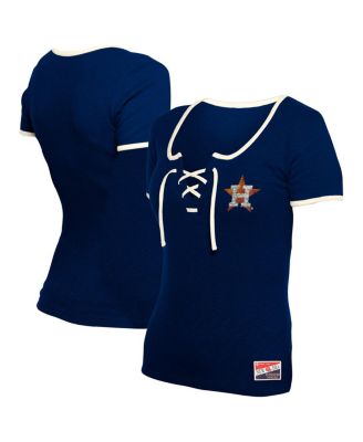 New Era - Women's Navy Houston Astros Throwback Lace Up T-Shirt