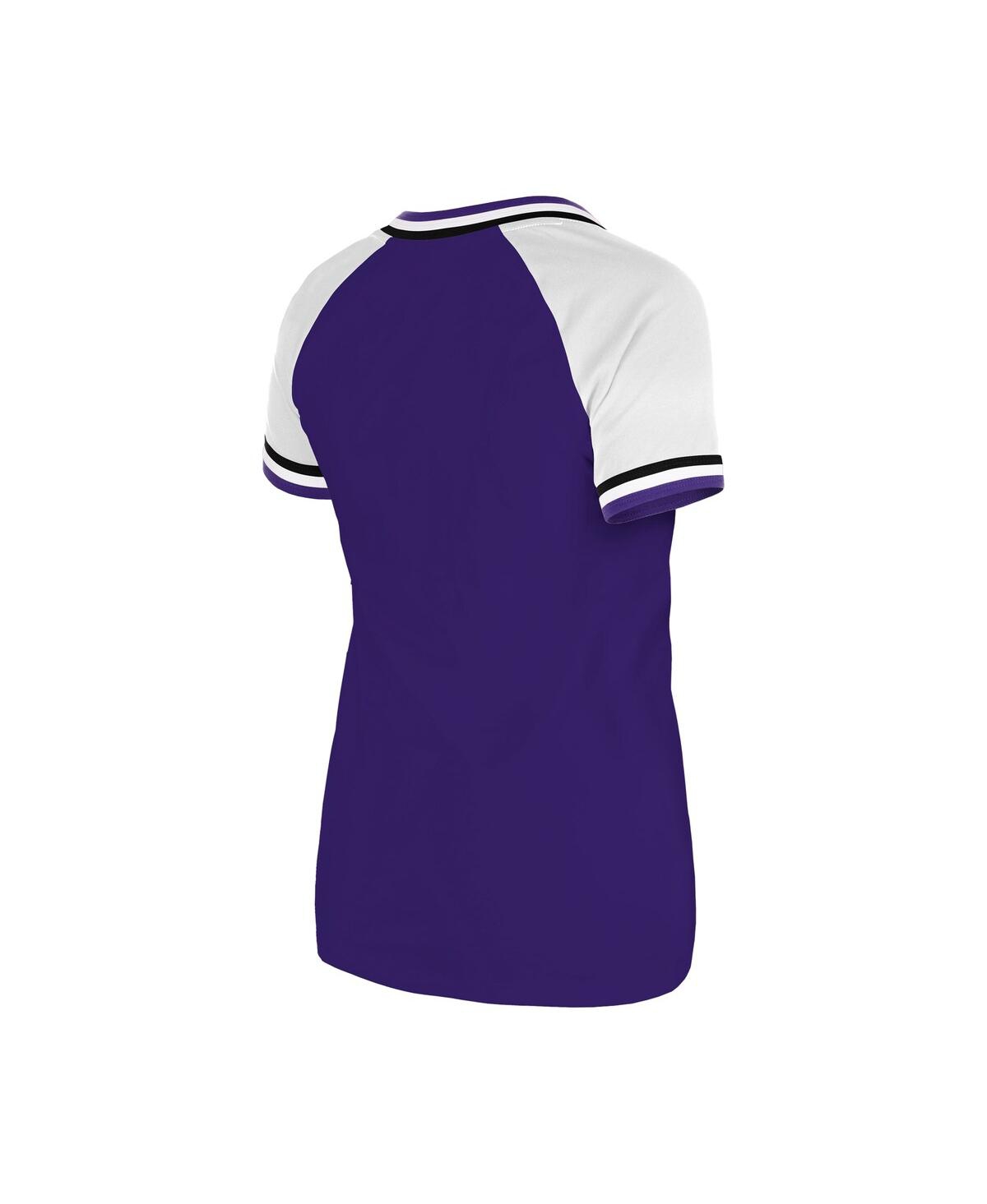 NEW ERA WOMEN'S PURPLE COLORADO ROCKIES GAMEDAY RAGLAN V-NECK T-SHIRT 