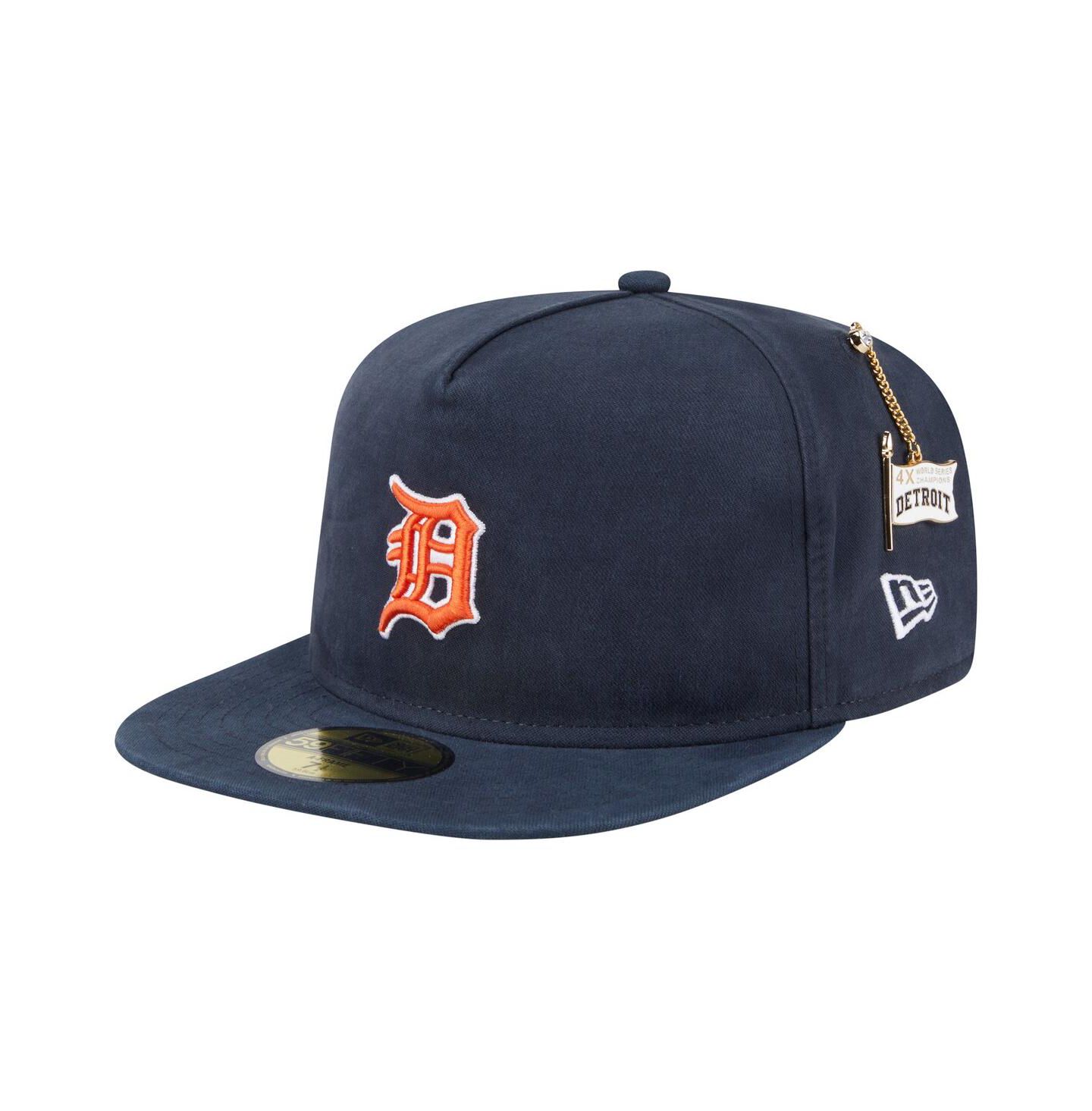 Мужская кепка New Era Black Detroit Tigers Championship Side Flag A-Frame 59FIFTY Fitted Hat — фото 3