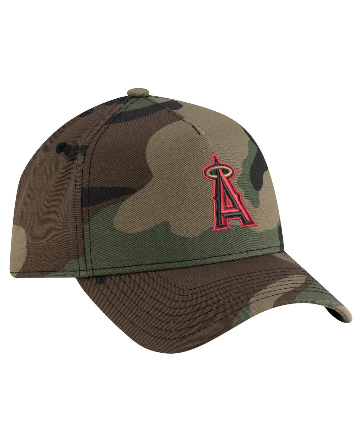 New Era Men's Camo Los Angeles Angels Woodland Team Pop 9forty A-frame Adjustable Hat In Camo