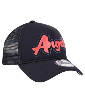 Men's Black Los Angeles Angels Retro Bold A-Frame Trucker 9FORTY Adjustable Hat