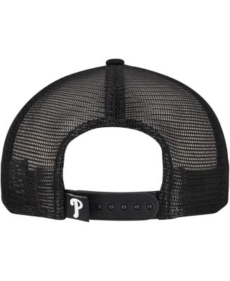 Men's Black Philadelphia Phillies Retro Bold A-Frame Trucker 9FORTY Adjustable Hat