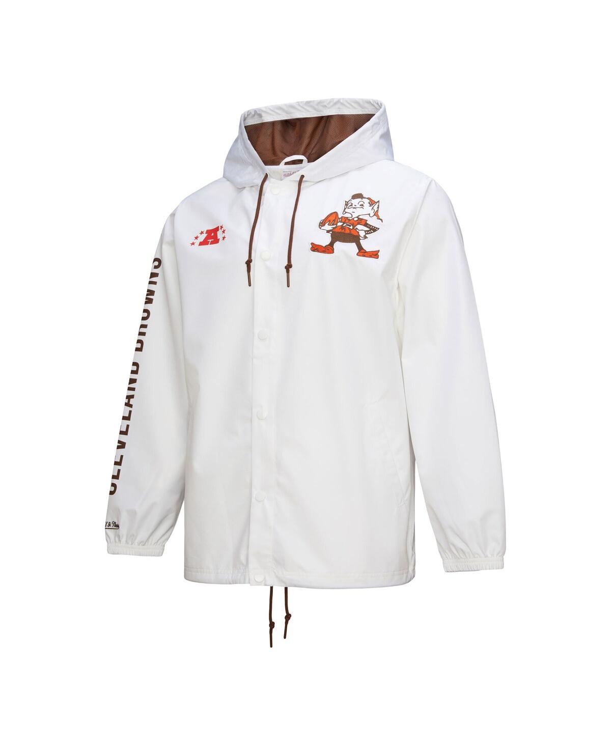 Mitchell & Ness Men's White Cleveland Browns Vintage Logo Coaches Full-snap Hoodie Jacket In White