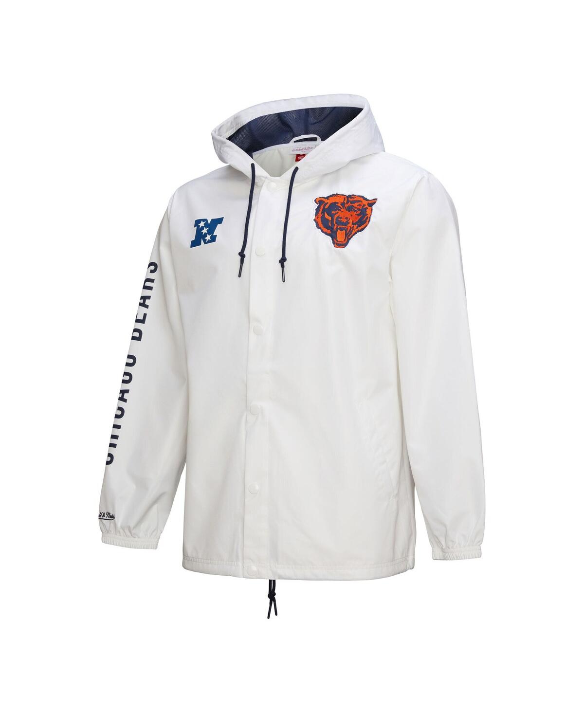 Mitchell & Ness Men's White Chicago Bears Vintage Logo Coaches Full-snap Hoodie Jacket In White
