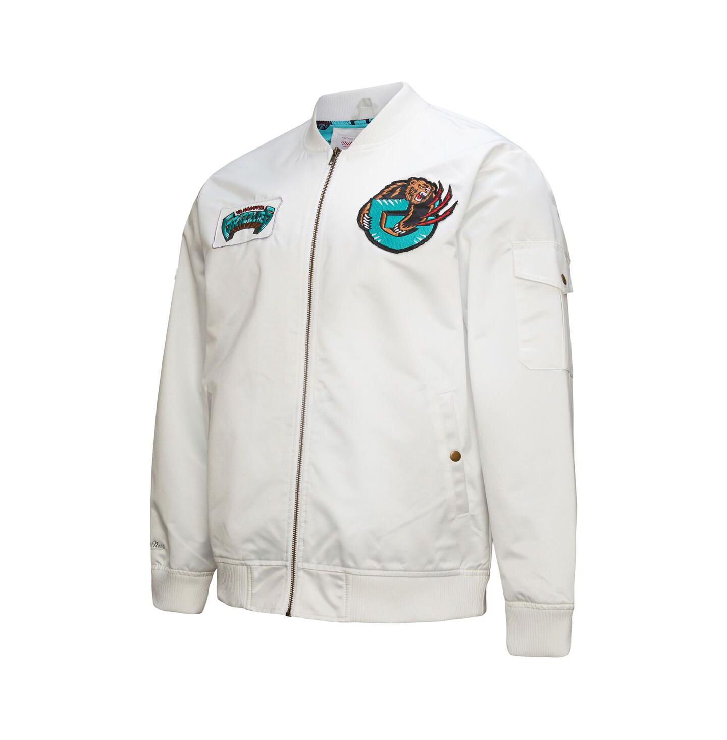 Мужская куртка Mitchell & Ness White Memphis Grizzlies Hardwood Classics Nights Team Leader Satin Full-Zip — фото 4