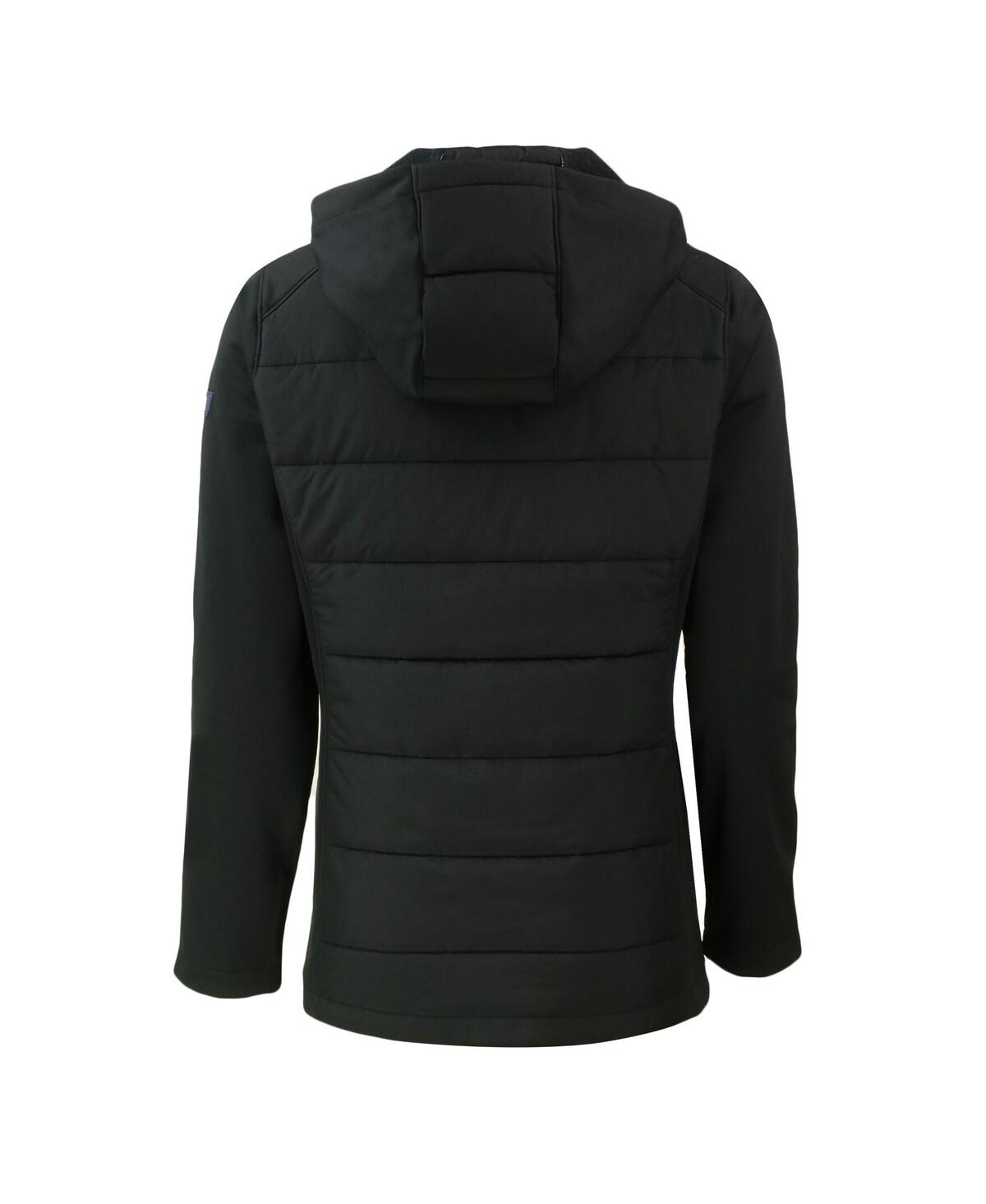CUTTER & BUCK WOMEN'S BLACK SOUTH CAROLINA GAMECOCKS VAULT EVOKE HYBRID ECO SOFTSHELL FULL-ZIP HOODED JACKET 