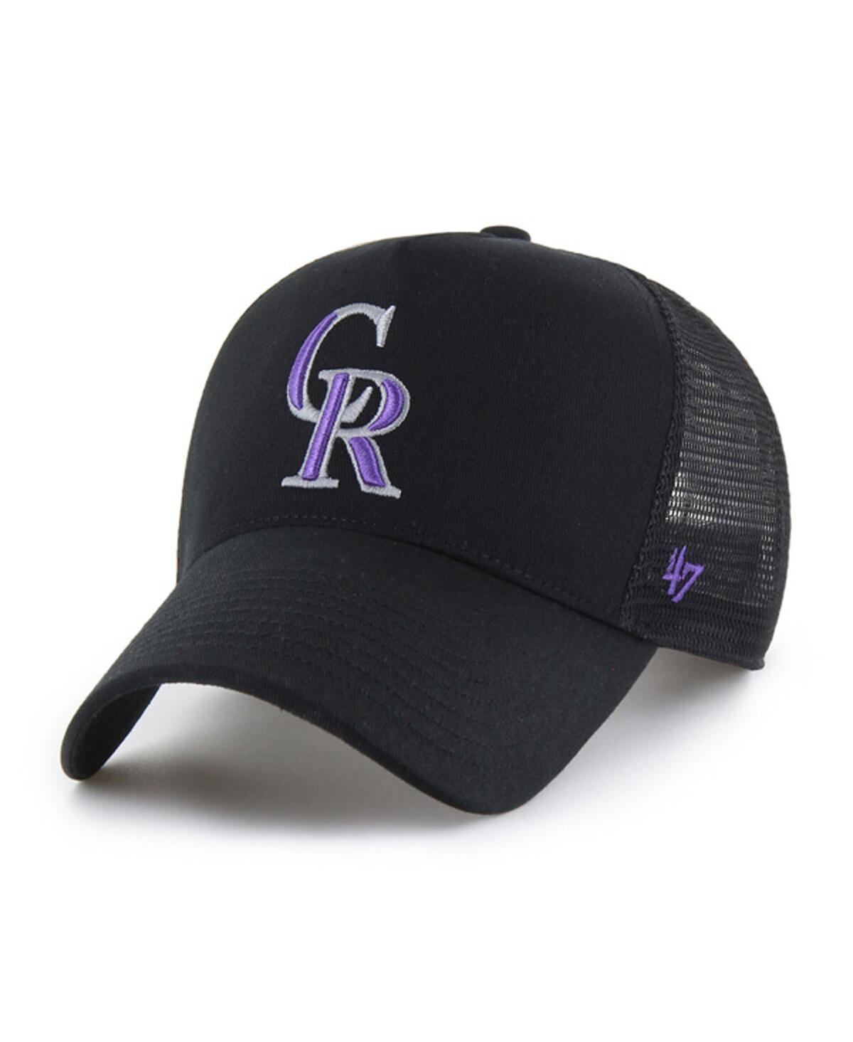 47 Brand Men's Black Colorado Rockies Ballpark Offside Adjustable Trucker Hat