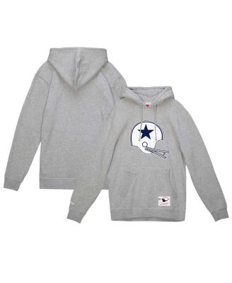 Mitchell & Ness - Men's Heather Gray Dallas Cowboys Helmet Logo Vintage Pullover Hoodie