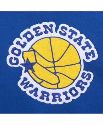 Men's Royal Golden State Warriors Chainstitch Applique Vintage Heavyweight Pullover Hoodie