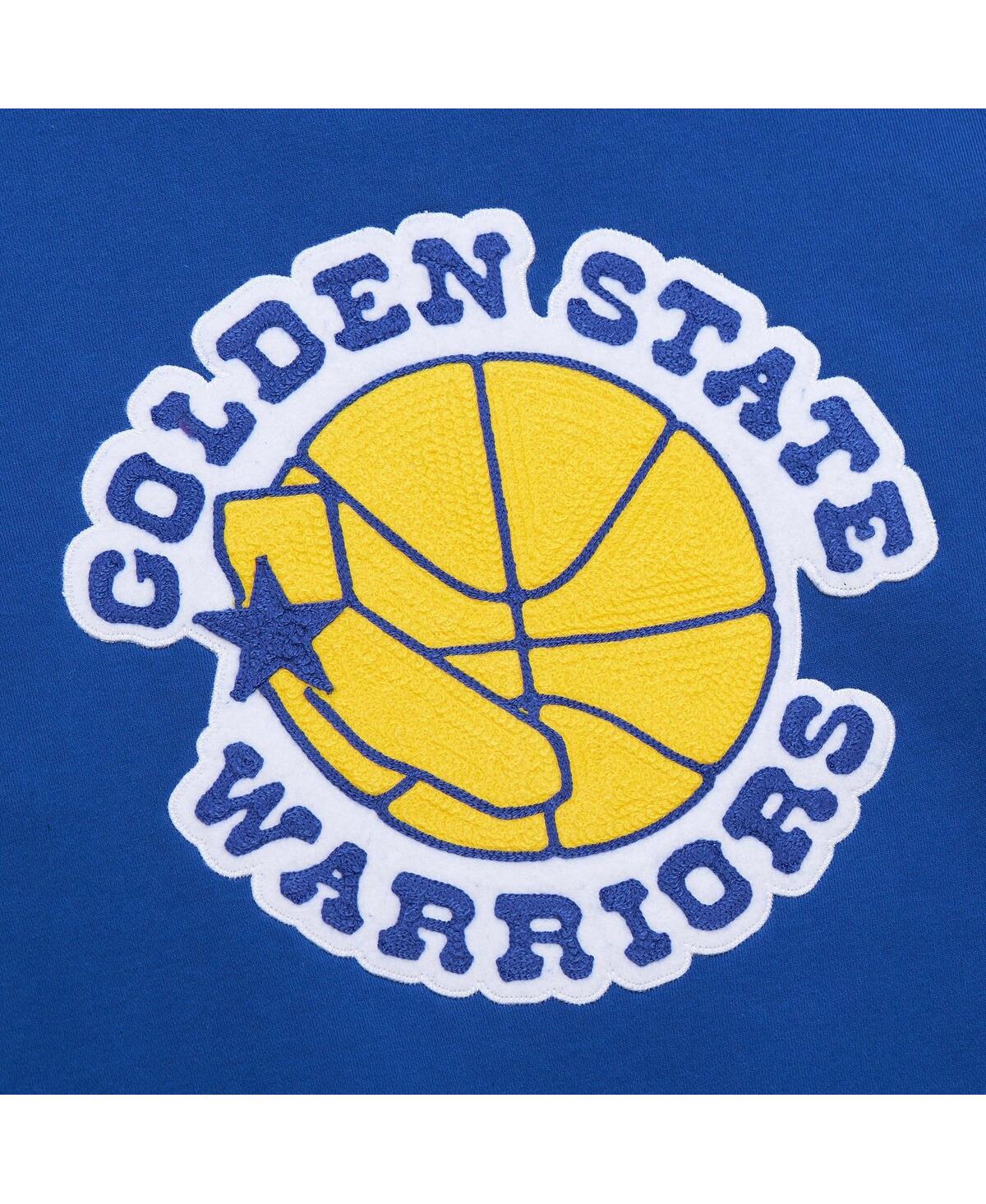 Mitchell & Ness Men's Royal Golden State Warriors Chainstitch Applique Vintage Heavyweight Pullover Hoodie In Royal