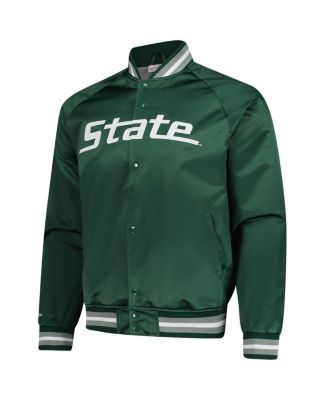 Men's Green Michigan State Spartans Lightweight Current Logo Satin Full-Snap Jacket