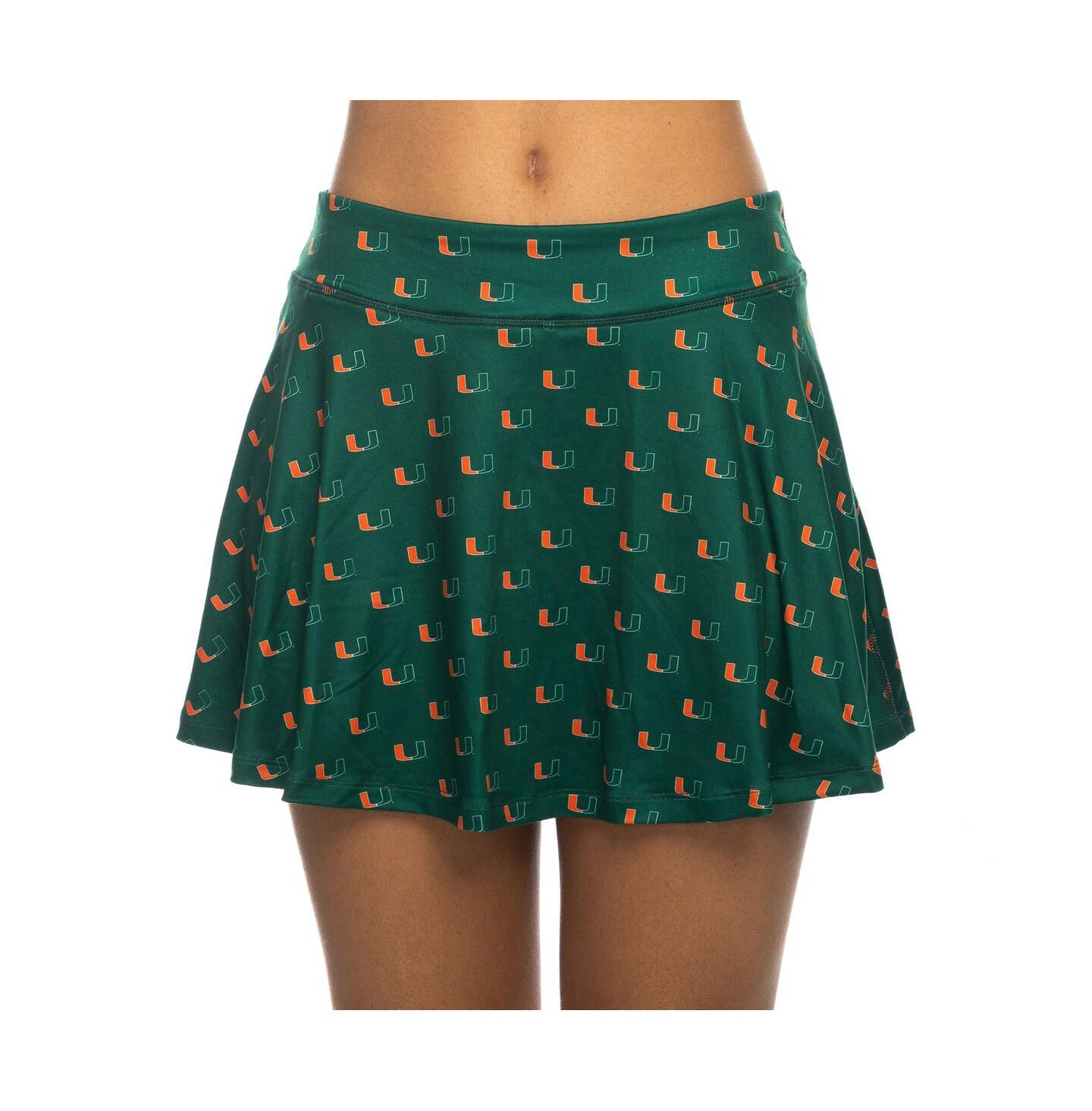 Женская юбка-шорты ZooZatz Green Miami Hurricanes All-Over Print Flowy Skort — фото 1