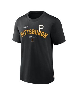 Men's Black Pittsburgh Pirates Cooperstown Collection Rewind Slogan T-Shirt