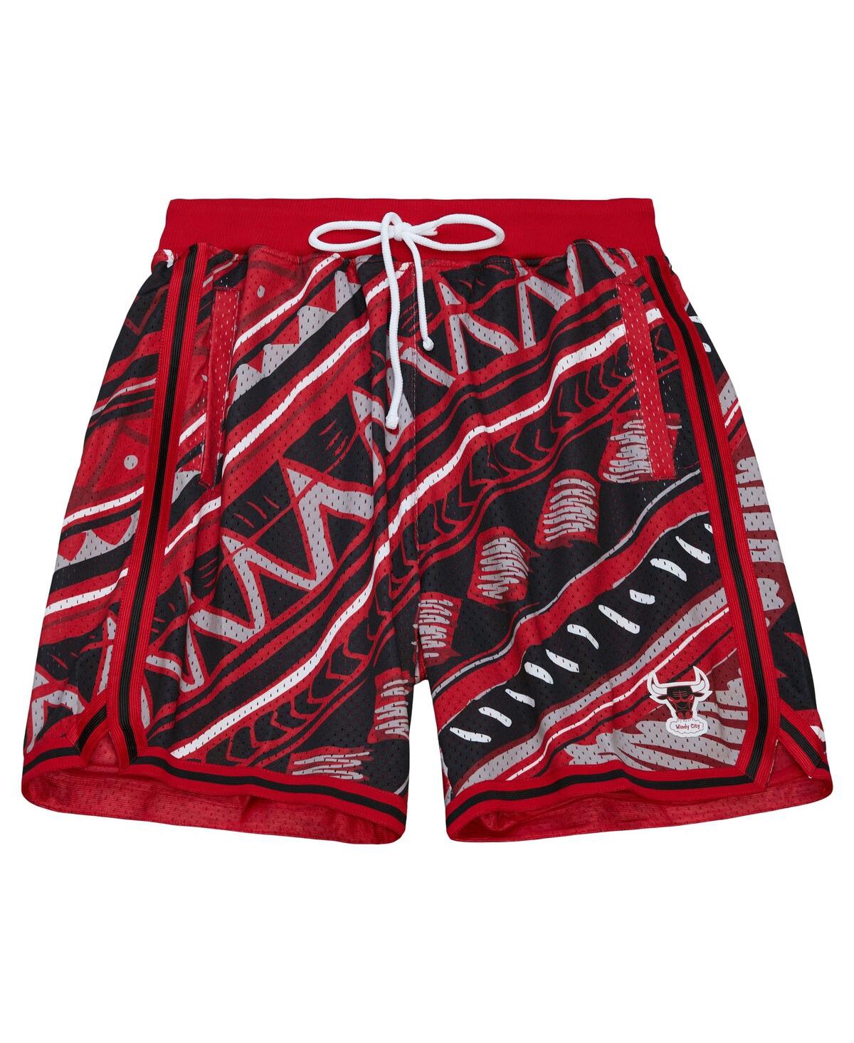 Mitchell & Ness Men's Red Chicago Bulls Game Day Pattern Shorts In Red