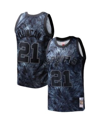 Mitchell & Ness - Men's Tim Duncan Black San Antonio Spurs Hardwood Classics 1998/99 Tie-Dye Swingman Jersey