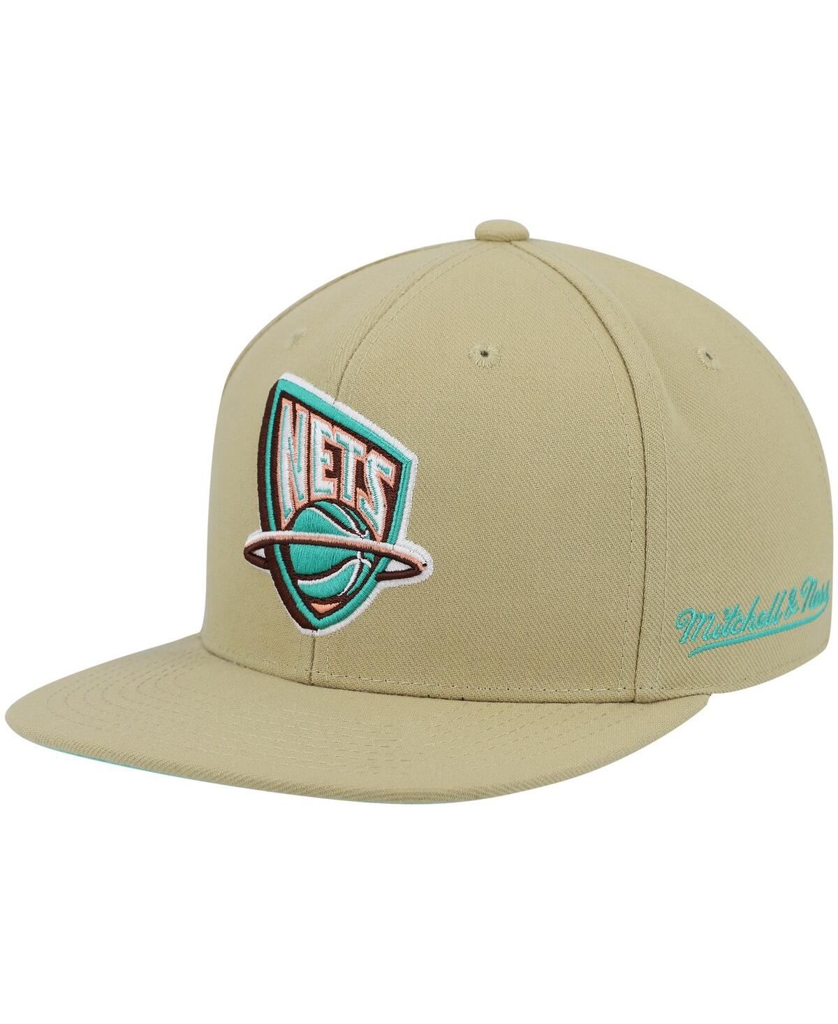 Mitchell & Ness Men's Khaki New Jersey Nets 35th Anniversary Hardwood Classics Malibu Sunrise Fitted Hat In Khaki