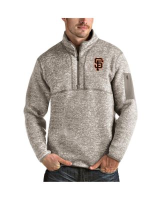 Antigua - Men's Oatmeal San Francisco Giants Fortune Quarter-Zip Pullover Jacket
