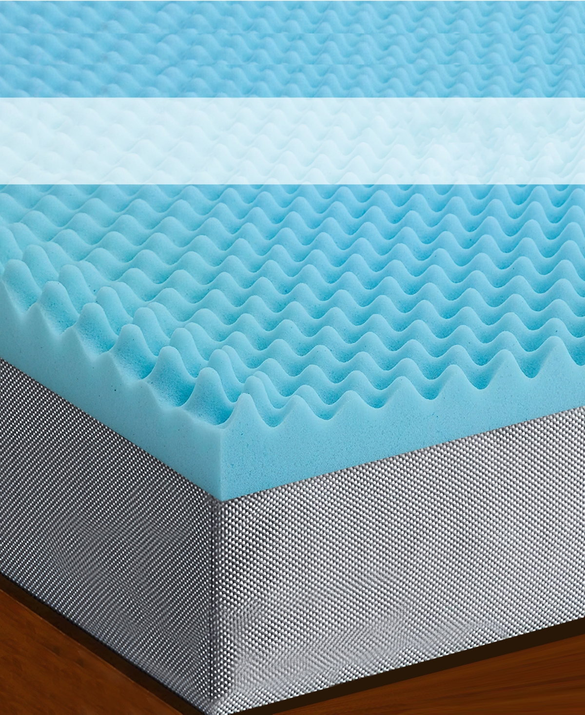 Payton 2" Convoluted Gel Memory Foam Mattress Topper, Twin In Blue