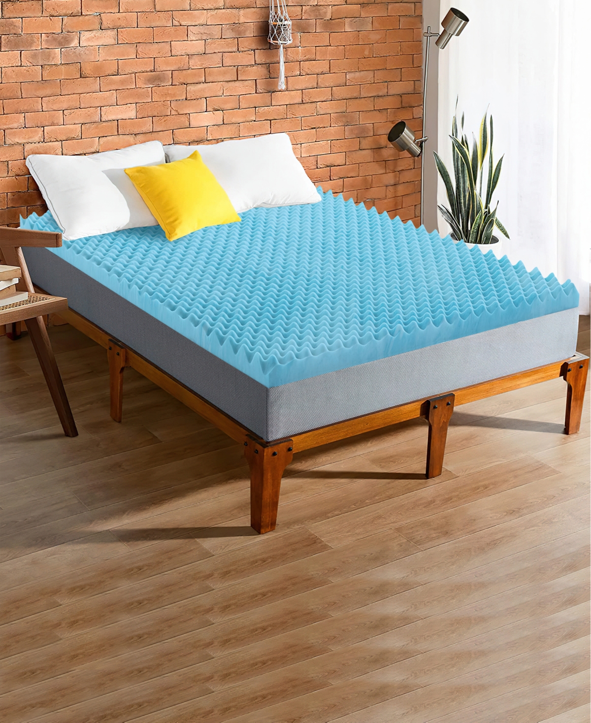 Payton 1" Convoluted Gel Memory Foam Mattress Topper, Queen In Blue