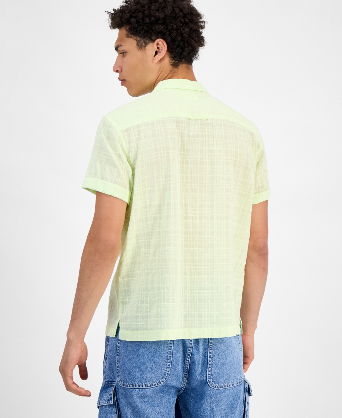 Shop Sun + Stone Men's Chase Short Sleeve Textured Button-front Camp Shirt, Exclusively At Macy's
