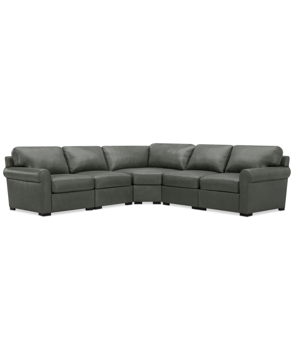 Macy's Radley Roll Arm 117" 5-pc. Leather Wedge Corner L Sectional, Exclusively At