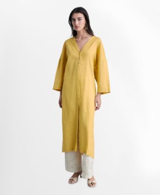 MANGO - Women's Oversize Linen-Blend Dress