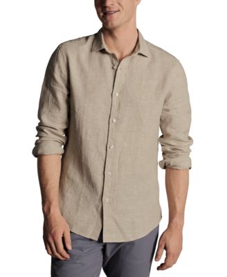 Men's Slim Fit Long Sleeve Linen Button-Front Shirt