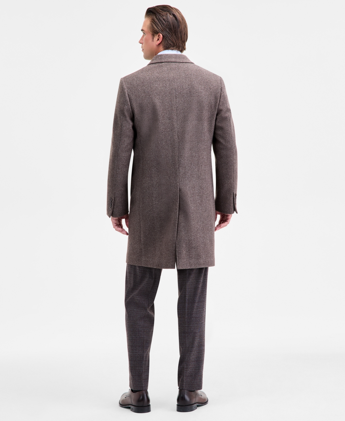 Calvin Klein Men's Classic-fit Wool Blend Overcoat In Brown