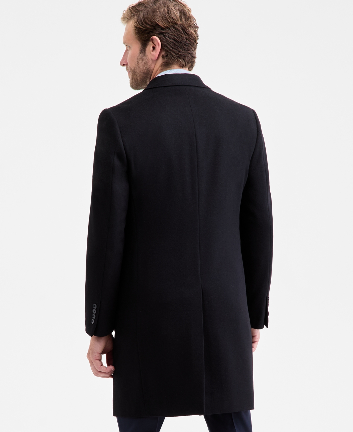 Calvin Klein Men's Classic-fit Wool Blend Overcoat In Black