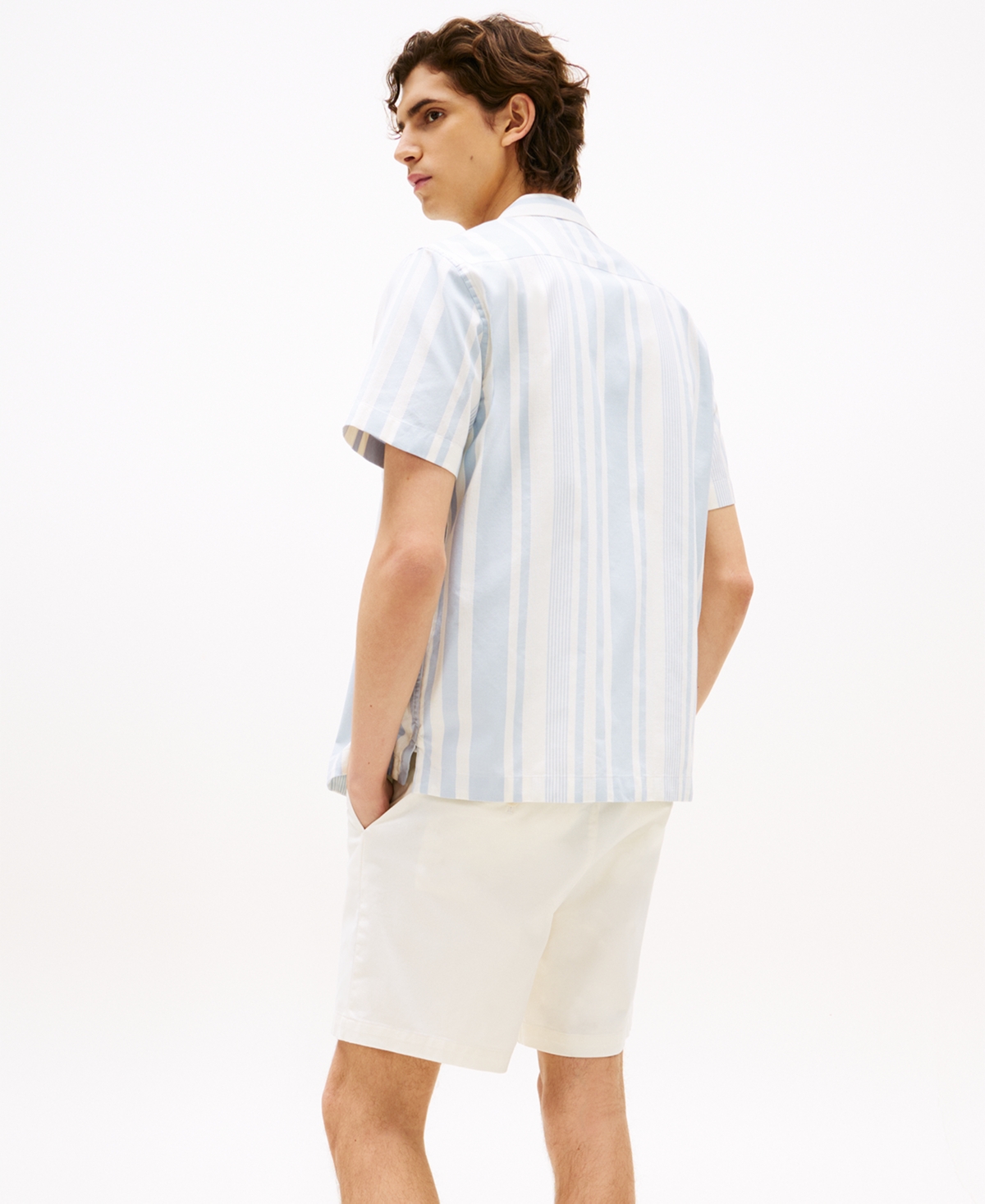 Tommy Hilfiger Men's Relaxed-fit Stripe Camp Shirt In Neutral
