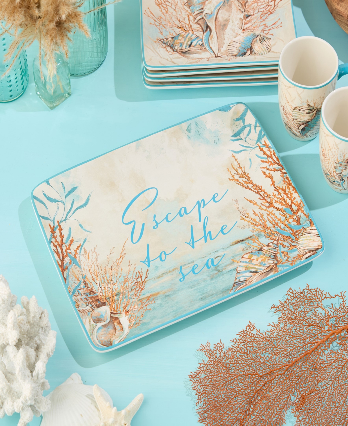 Certified International Escape To The Sea Rectangular Platter In Miscellaneous