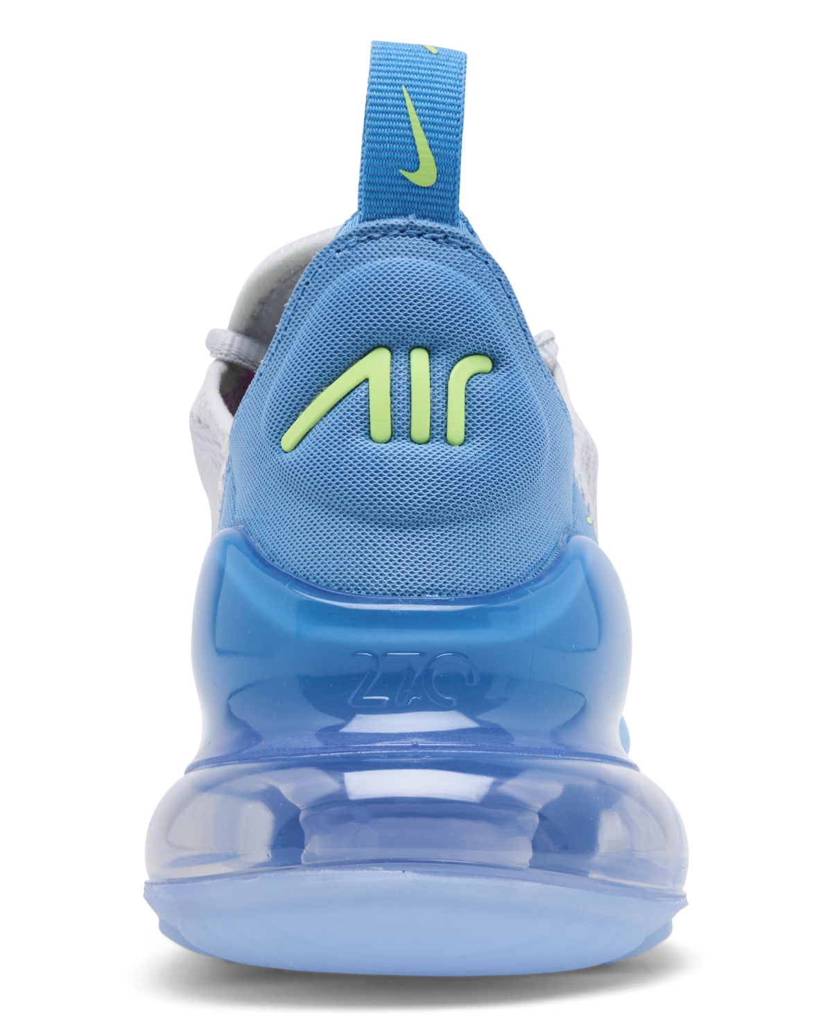 Nike Kids Air Max 270 Casual Sneakers From Finish Line In Platinum,fuchsia,blue