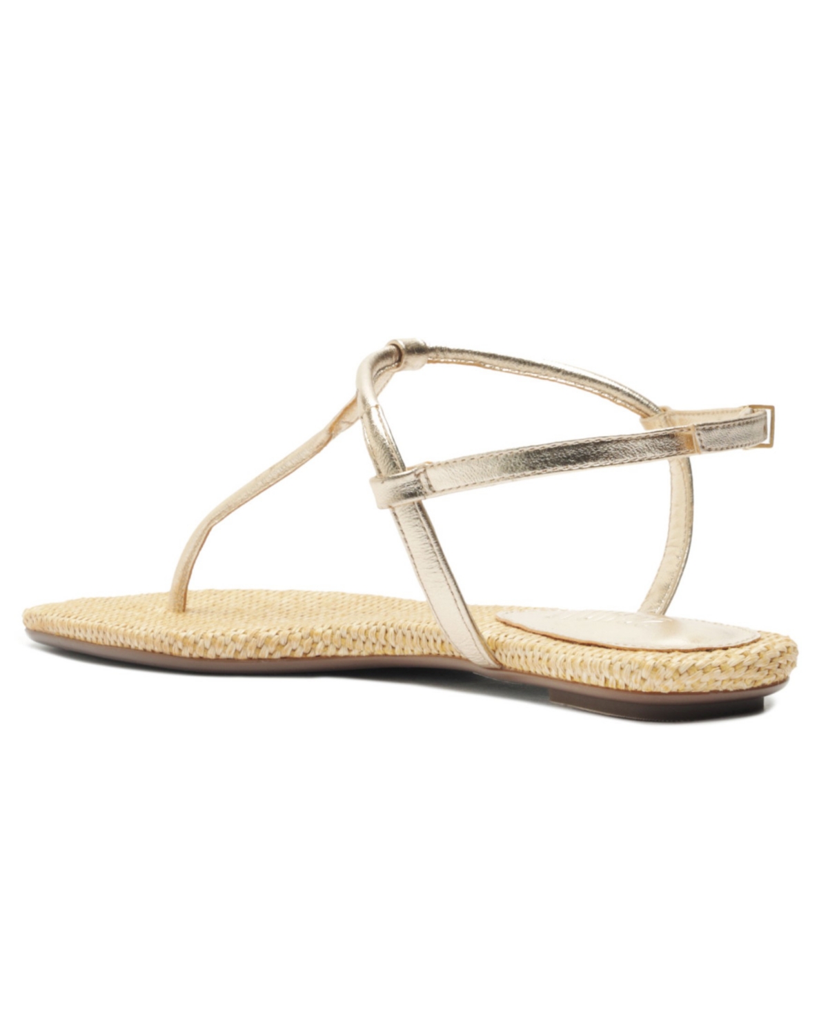 Shop Schutz Women's Elsha Round Toe Flat Sandals In Gold Woven
