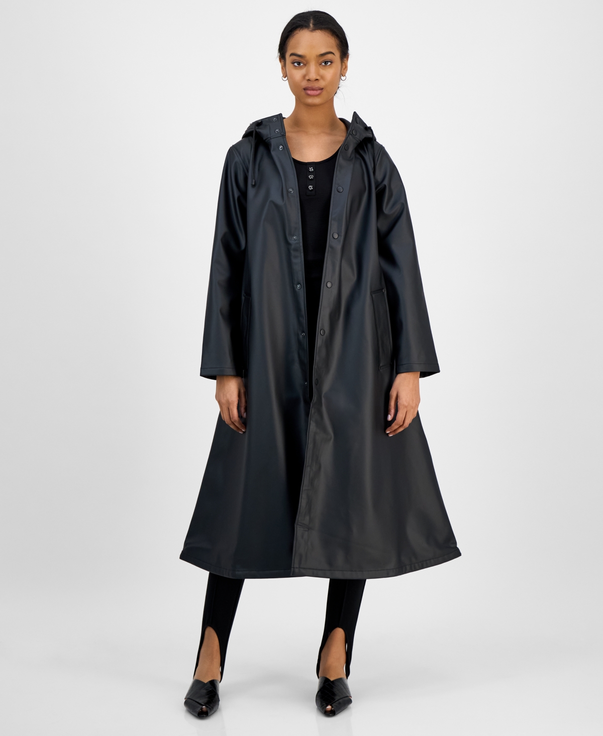 Baxter  Wood Baxter Wood Women's Longliner Hooded Rain Coat - Black