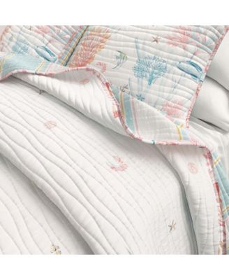 Fading Coral Stitched Quilt Set with Shams