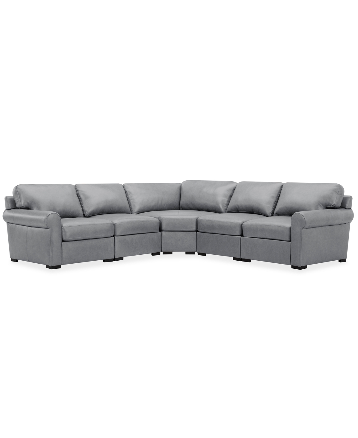 Macy's Radley Roll Arm 117" 5-pc. Leather Wedge Corner L Sectional, Exclusively At