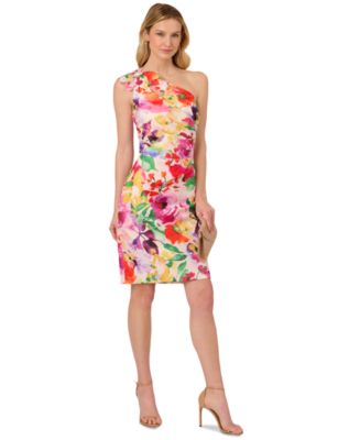 strapless open back dress Cameron Floral One-Shoulder Midi Dress
