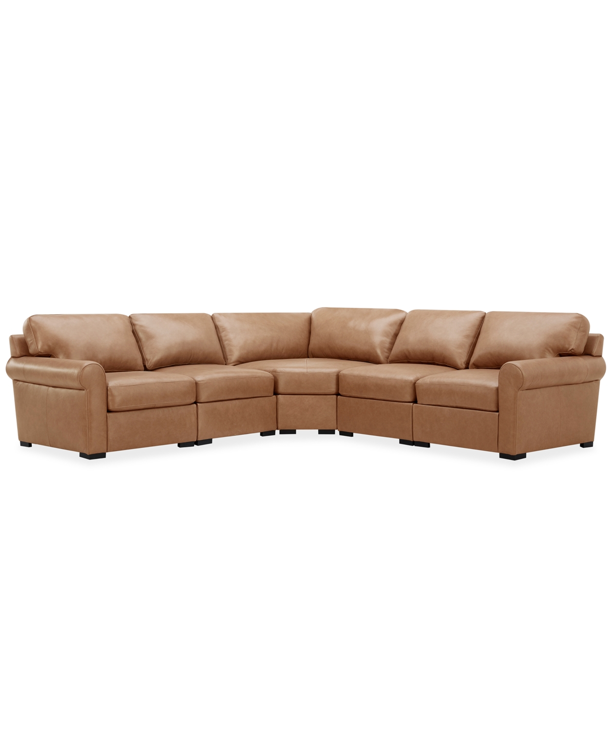 Macy's Radley Roll Arm 117" 4-pc. Leather Wedge Corner L Sectional, Exclusively At