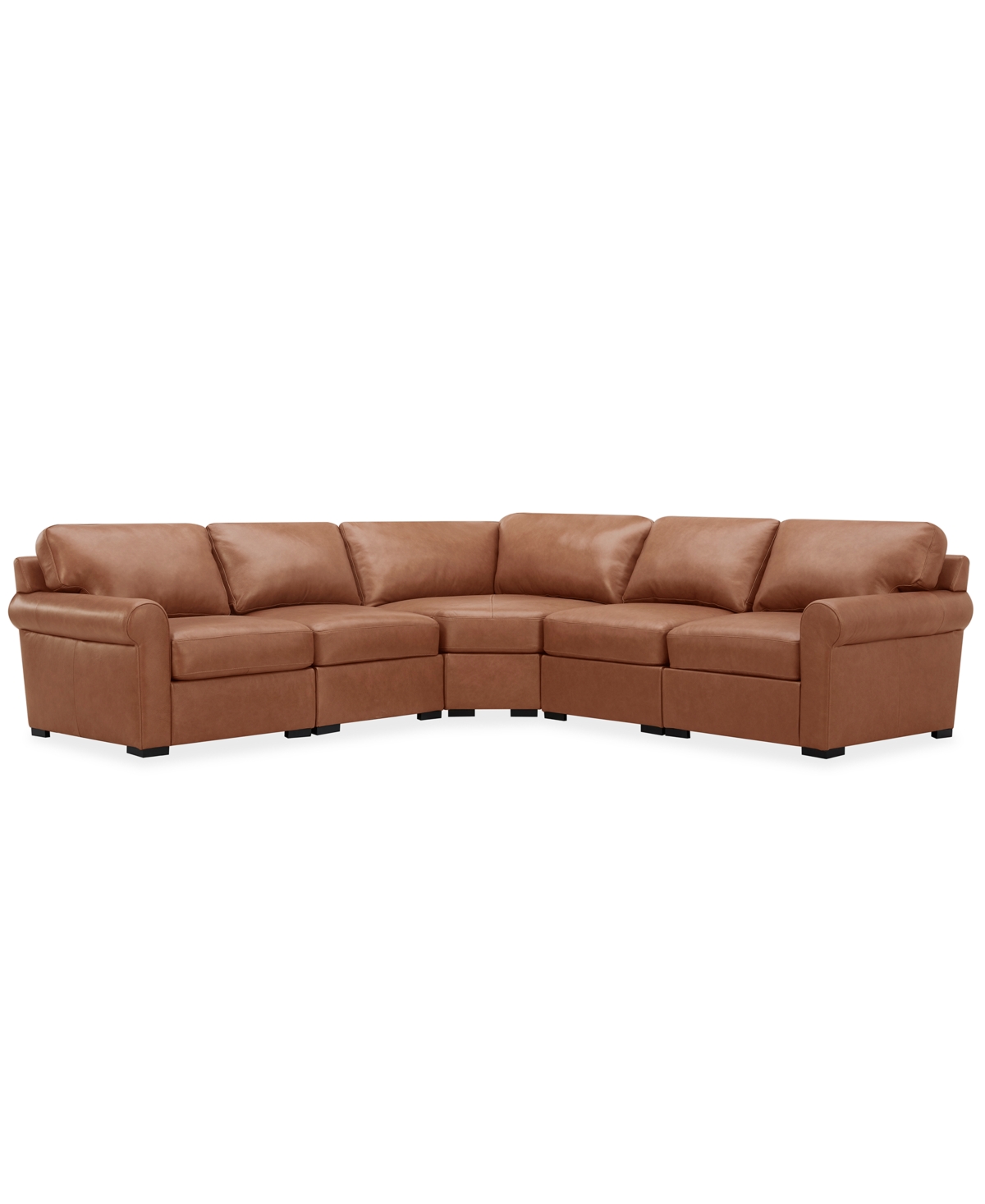 Macy's Radley Roll Arm 117" 4-pc. Leather Wedge Corner L Sectional, Exclusively At