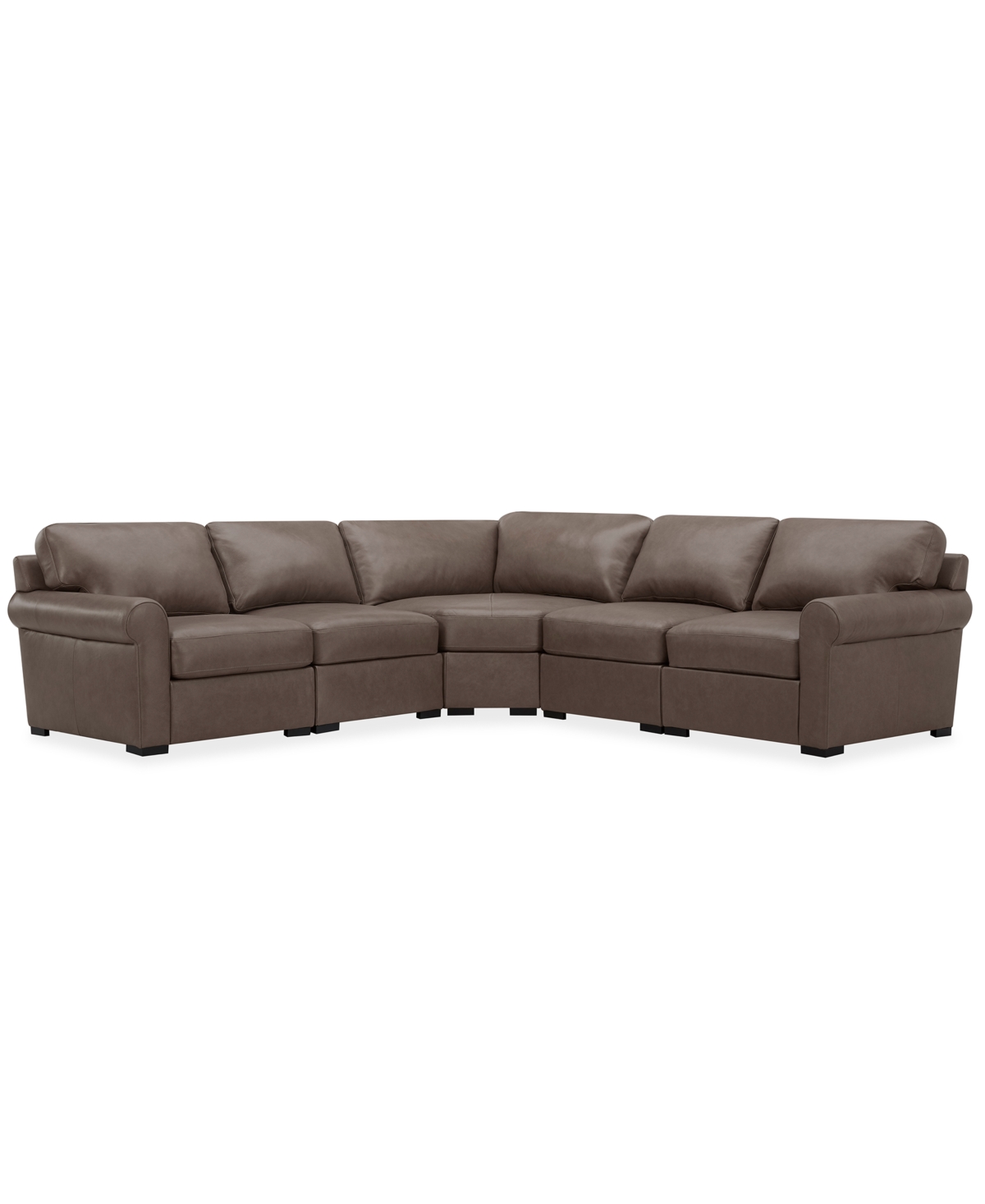 Macy's Radley Roll Arm 117" 4-pc. Leather Wedge Corner L Sectional, Exclusively At