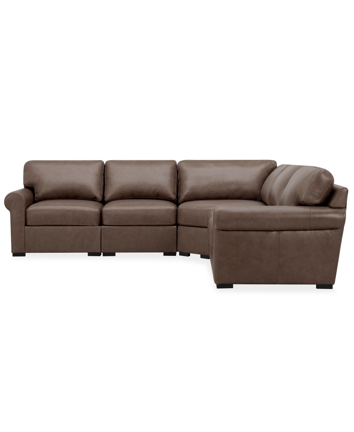 Macy's Radley Roll Arm 117" 4-pc. Leather Wedge Corner L Sectional, Exclusively At